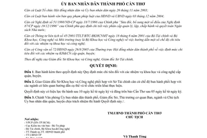 Quyết định 58/2005/QĐ-UBND mức chi nhiệm vụ khoa học công nghệ quận huyện Cần Thơ