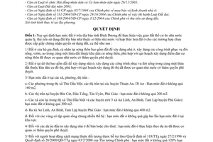 Quyết định 198/2005/QĐ-UBND qui định hạn mức đất ở trên địa bàn tỉnh Bình Dương