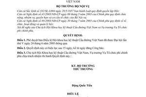 Quyết định 98/2005/QĐ-BNV Điều lệ Hội Khoa học kỹ thuật Cầu đường Việt Nam