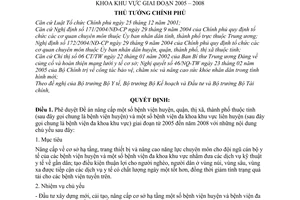 Quyết định 225/2005/QĐ-TTg Đề án nâng cấp bệnh viện huyện đa khoa khu vực giai đoạn 2005 – 2008