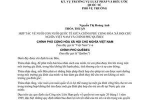 Thỏa thuận con nuôi quốc tế giữa Việt Nam Québec 2005