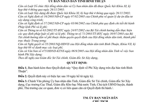 Quyết định 57/2005/QĐ-UBND phí xây dựng trên địa bàn tỉnh Bình Thuận