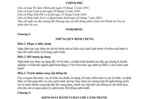 Nghị định 116/2005/NĐ-CP hướng dẫn Luật Cạnh tranh