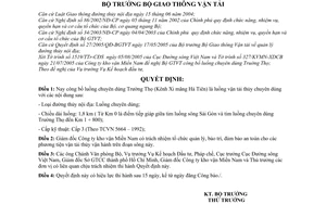 Quyết định 40/2005/QĐ-BGTVT  luồng chuyên dùng Trường Thọ