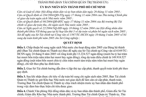 Quyết định 170/2005/QĐ-UBND bổ sung ngân sách Nhà nước hoạt động năm 2005 Đảng bộ thành phố Ban Tài chính Quản trị Thành ủy