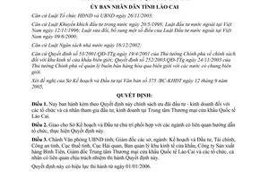 Quyết định 521/QĐ-UBND năm 2005 chính sách ưu đãi đầu tư kinh doanh