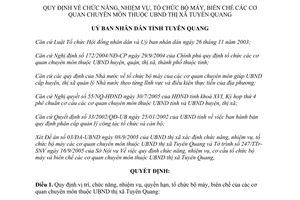Quyết định 85/2005/QĐ-UBND chức năng nhiệm vụ tổ chức biên chế cơ quan chuyên môn thị xã Tuyên Quang