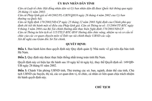 Quyết định 1404/2005/QĐ-UB quản lý Nhà nước giá