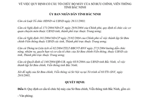 Quyết định 119/2005/QĐ-UB cơ cấu tổ chức Sở Bưu chính Viễn thông Bắc Ninh