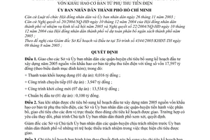 Quyết định 148/2005/QĐ-UBND giao chỉ tiêu bổ sung kế hoạch đầu tư xây dựng năm 2005 nguồn vốn khấu hao cơ bản từ phụ thu tiền điện