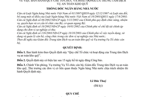 Quyết định 1390/2005/QĐ-NHNN Quy chế tổ chức hoạt động Trung tâm dịch vụ an toàn kho quỹ