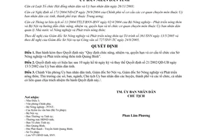 Quyết định 48/2005/QĐ-UBND Chức năng nhiệm vụ quyền hạn cơ cấu sở Nông nghiệp