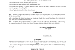 Quyết định 177/2005/QĐ-UBND quản lý xe công nông tham gia giao thông đường bộ Lâm Đồng