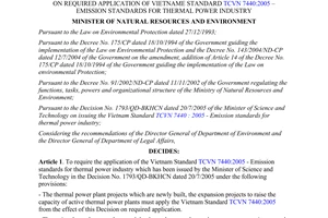 Decision 07/2005/QD-BTNM TCVN 7440 2005 Emission standards for thermal power industry