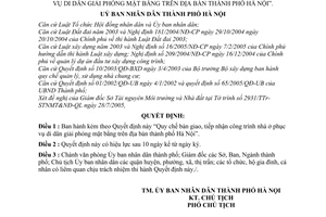 Quyết định 140/2005/QĐ-UB Quy chế bàn giao, tiếp nhận công trình nhà ở phục vụ di dân giải phóng mặt bằng địa bàn Hà Nội