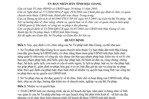 Quyết định 47/2005/QĐ-UBND chức năng, nhiệm vụ, quyền hạn tổ chức bộ máy Sở Tư pháp tỉnh Hậu Giang