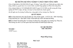 Quyết định 2456 QĐ/BNN-KHCN 2005 Tiêu chuẩn ngành 14 TCN 156 2005 Hệ thống Công trình thuỷ lợi