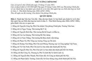 Quyết định 1011/QĐ-TTg thành lập Tiểu ban Vật chất - Hậu cần Hội nghị APEC 2006