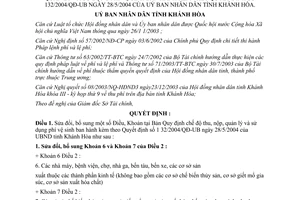 Quyết định 73/2005/QĐ-UBND sửa đổi phí vệ sinh ban hành kèm 132/2004/QĐ-UB Khánh Hòa