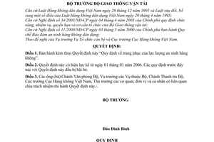 Quyết định 46/2005/QĐ-BGTVT  trang phục lực lượng an ninh hàng không