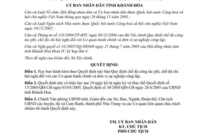 Quyết định 72/2005/QĐ-UBND công tác phí chi hội nghị cơ quan hành chính Khánh Hòa