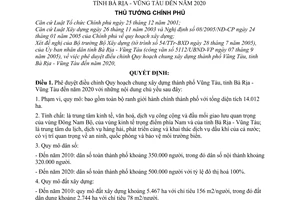 Quyết định 235/2005/QĐ-TTg  quy hoạch chung cư xây dựng thành phố Vũng Tàu tỉnh Bà Rịa - Vũng Tàu đến năm 2020