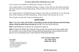 Quyết định 63/2005/QĐ-UB Ban chỉ đạo phòng chống tội phạm buôn bán phụ nữ trẻ em Quảng Nam