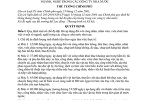 Quyết định 234/2005/QĐ-TTg chế độ đặc thù công nhân viên chức  ngành, nghề trong công ty nhà nước