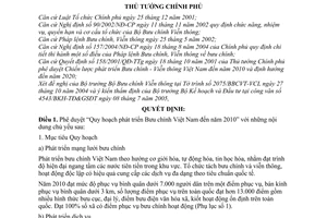 Quyết định 236/2005/QĐ-TTg  Quy hoạch phát triển Bưu chính Việt Nam đến năm 2010