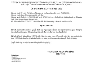 Quyết định 21/2005/QĐ-UBND  đảm bảo trật tự an toàn giao thông