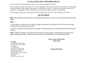 Quyết định 60/2005/QĐ-UBND phân cấp quản lý bảo vệ môi trường Bình Thuận