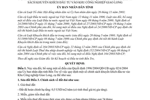 Quyết định 3273/2005/QĐ-UBND sửa đổi QD 1996/2004/QĐ-UB chính sách đầu tư KCN