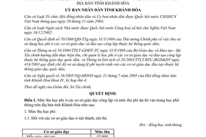 Quyết định 76/2005/QĐ-UBND chế độ thu nộp quản lý học phí cơ sở giáo dục công lập Khánh Hoà