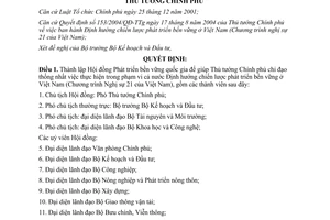 Quyết định 1032/QĐ-TTg năm 2005 thành lập Hội đồng Phát triển bền vững quốc gia