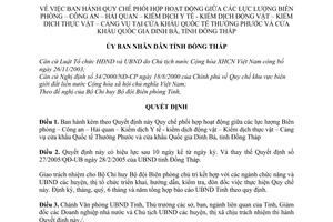 Quyết định 93/2005/QĐ-UBND Quy chế phối hợp hoạt động giữa lực lượng Biên phòng