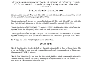 Quyết định 78/2005/QĐ-UBND quản lý sử dụng thư tín điện tử tổ chức cá nhân cơ quan hành chính Khánh Hòa