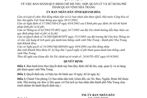 Quyết định 80/2005/QĐ-UBND chế độ thu, nộp, quản lý sử dụng phí tham quan vịnh Nha Trang