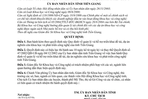 Quyết định 45/2005/QĐ-UBND quản lý và hỗ trợ triển khai đề tài, dự án nghiên cứu khoa học và phát triển công nghệ tỉnh Tiền Giang