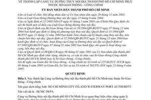 Quyết định 179/2005/QĐ-UBND thành lập Cảng vụ Đường thủy nội địa thành phố Hồ Chí Minh thuộc Sở Giao thông - Công chính