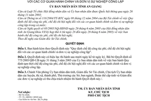 Quyết định 2727/2005/QĐ-UBND chế độ công tác phí chi hội nghị đối với cơ quan hành chính đơn vị sự nghiệp công lập