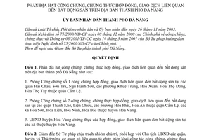 Quyết định 135/2005/QĐ-UBND  phân địa hạt công chứng, chứng thực hợp đồng