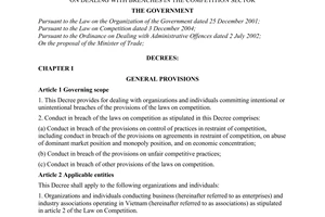 Decree No. 120/2005/ND-CP  on dealing with breaches in the competition sector