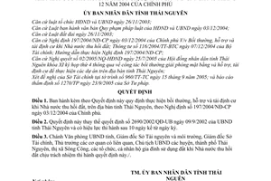 Quyết định 2044/2005/QĐ-UBND  bồi thường hỗ trợ tái định cư khi nhà nước thu hồi đất theo Nghị định 197/2004/NĐ-CP