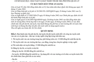 Quyết định 2717/2005/QĐ-UBND mức thu phí dự thi dự tuyển lệ phí tuyển sinh vào cơ sở giáo dục đào tạo dạy nghề thuộc địa phương quản lý