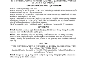 Quyết định 1604/2005/QĐ-TCHQ tổ chức thi cấp chứng chỉ nghiệp vụ khai hải quan cho nhân viên đại lý làm thủ tục