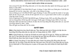 Quyết định 2719/2005/QĐ-UBND Quy định tạm thời khoản chi đặc thù hoạt động Hội đồng nhân dân các cấp tỉnh An Giang nhiệm kì 2004-2009