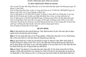 Quyết định 720/2005/QĐ-UBND thu thủy lợi phí, tiền nước phí sử dụng nguồn nước địa bàn tỉnh An Giang