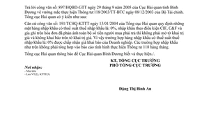 Công văn 4329TCHQ-KTTT vướng mắc thực hiện TT 118/2003/TT-BTC