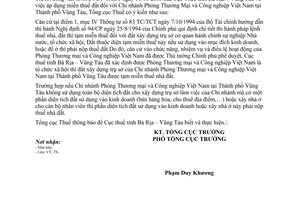 Công văn 3818/TCT-TS áp dụng miễn thuế đất Chi nhánh Phòng Thương Mại và Công nghiệp Việt Nam Thành phố Vũng