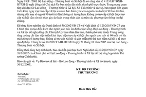 Công văn 3604/LĐTBXH-BTXH thực hiện NĐ 30/2002/NĐ-CP